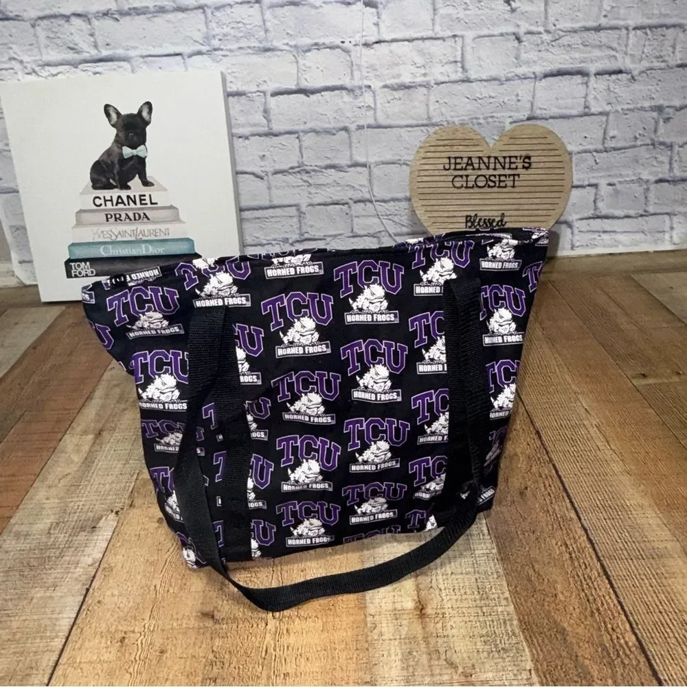 TCU Tote Bag by SAX Two Side Horned Frogs Purple Black Texas Christian Universit
